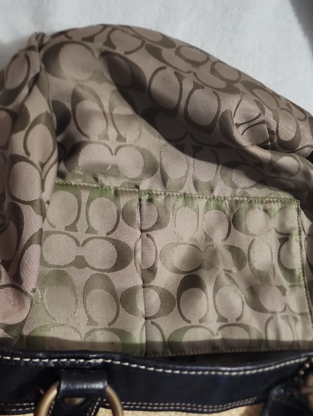 Vintage Coach Legacy Straw and Leather Tote 2005 EUC - Picture 15 of 16